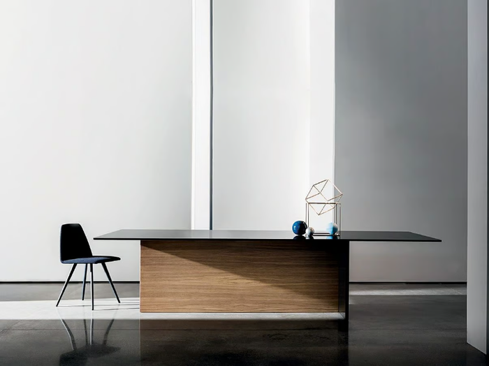 REGOLO - Rectangular wood and glass table _ Sovet italia